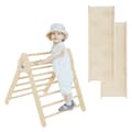 Miniatyrbild 8 av 8: Joyz 2 i 1 Klättertriangel med rutschkana; natur; av trä; klätterstege med klätterramp; Pikler triangel konst; inomhus klätterställning set för barn