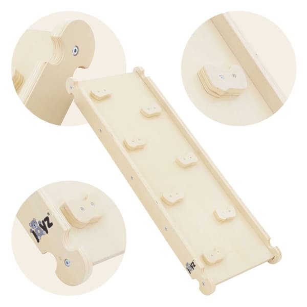 Joyz 2 i 1 klätterbåge med rutschkana; natur; av trä; regnbågsgunga med klätterramp; i Pikler-stil; 2-pack inomhus klätterställning för barn från 1