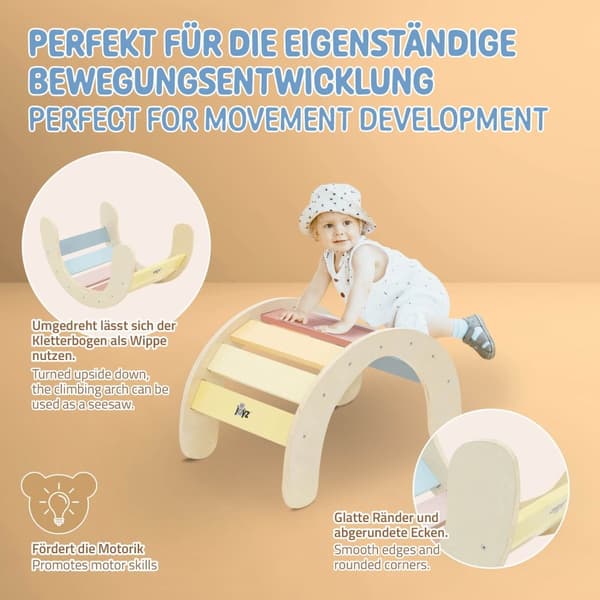 Joyz Klatrebue til børn; Multifarvet; Træbuevugge; 74x41x38;5 cm; Indendørs klatrestativ til babyer og småbørn fra 1 år; Bue klatretrekant efter