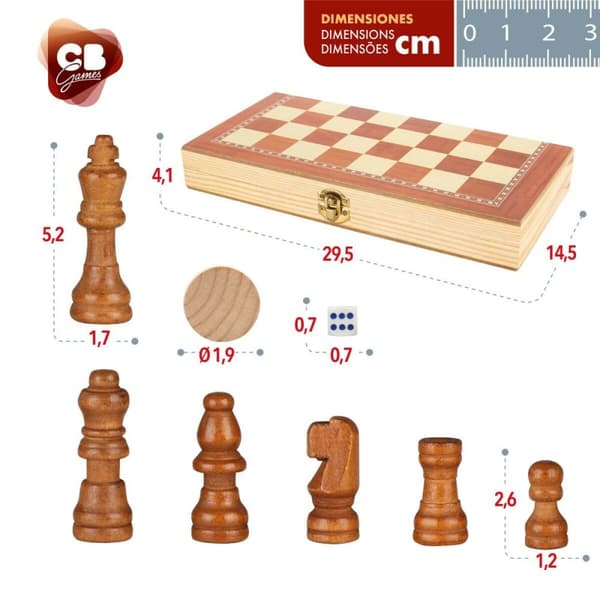Parchís, Sjakk og Damspill CB Games Tre Backgammon (6 enheter)