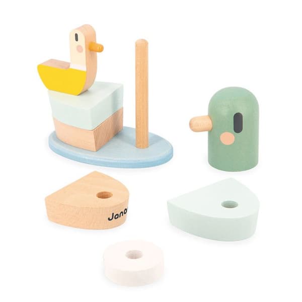 Sweet Cocoon Stackable Duck - 7 FSC trästaplingsdelar - tidigt lärande spel - utveckling av finmotorik - från 12 månader