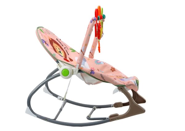 Gungstol Bouncer För Baby Vibration Ljud Gungstol Rosa Lejon