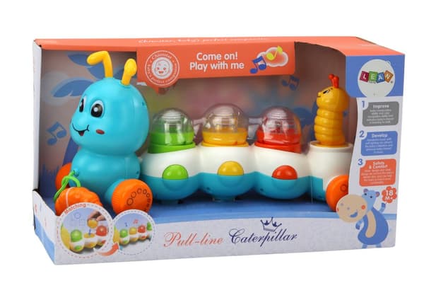 Caterpillar som drar färgglada ljusljud
