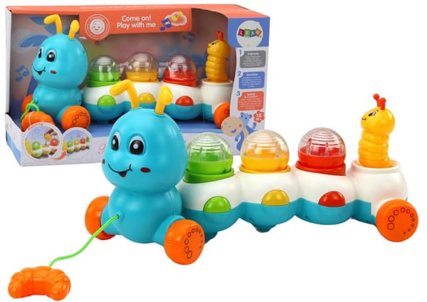 Caterpillar som drar färgglada ljusljud