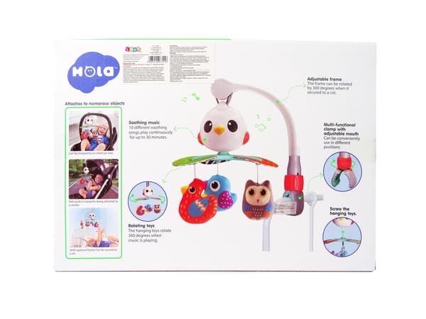 En babykarrusel til en barnevogn med Colorful Birds Melodia