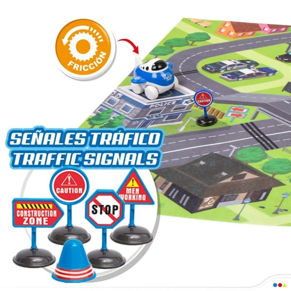 Leikkimatto Speed & Go Lisätarvikkeet Ajoneuvoja Tie Kangas Muovinen (6 osaa)
