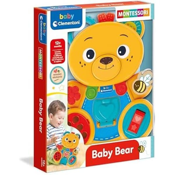 Clementoni- Busy Baby Bear My Bear Activity Center Early Learning Toy 12 månader, Montessori 1 år gammal, utveckling för små,