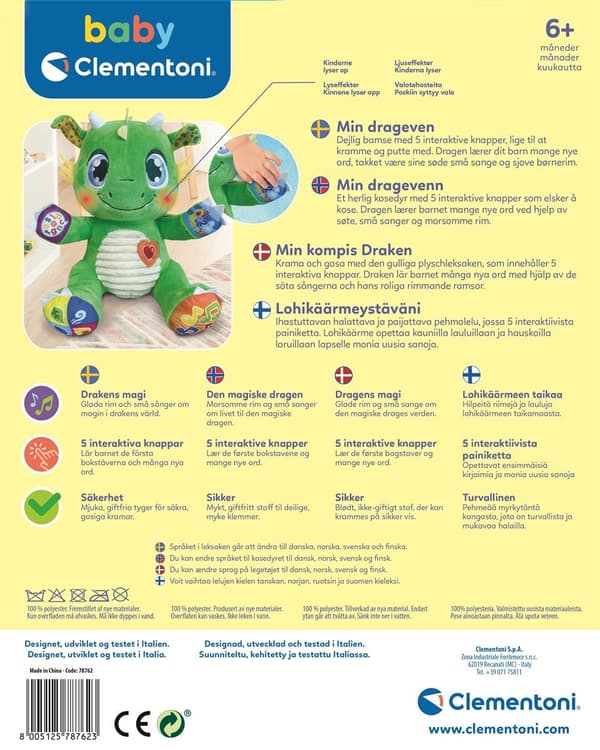 Clementoni Interaktiv babydrage i plys (SE/FI/DK/NO)