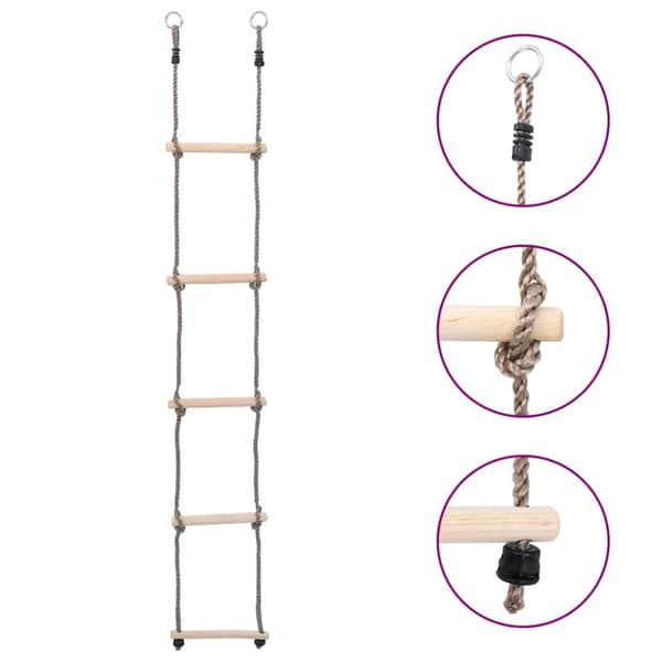 Klätterstege med 5 stegpinnar 210 cm massiv furu