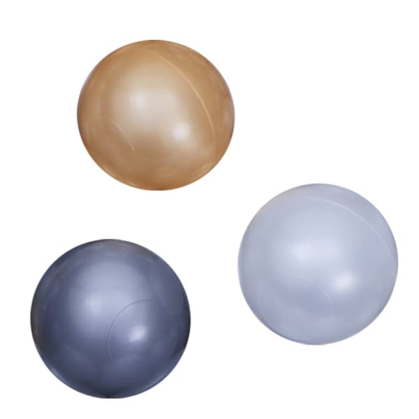 Sunny Pearl 100 bollar | Bollar i Vit/Grå/Guld Ø7cm, 100% BPA-fri PE-polyeten
