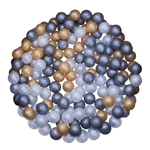 Sunny Pearl 100 bollar | Bollar i Vit/Grå/Guld Ø7cm, 100% BPA-fri PE-polyeten