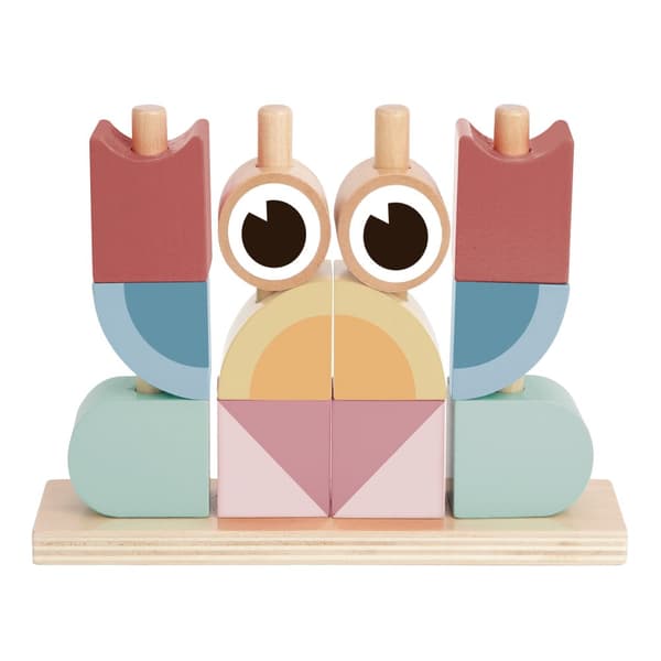 Tooky Toy Stapeltorn med krabbor av trä | Främjar finmotorik och kreativ lek | Montessori-leksaker