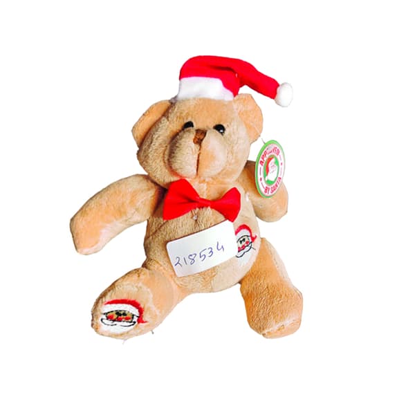 Merry Christmas Soft Santa Hat Teddy Bear Brown/Red One Size