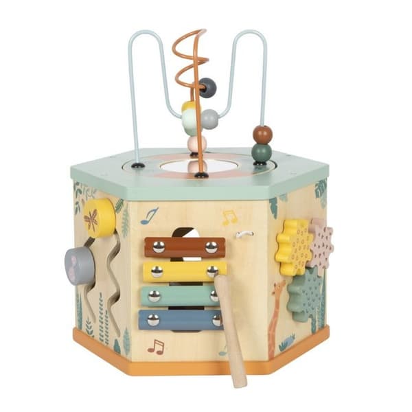Motorik Kub - Small foot company - 7 sidor Safari - Trä - 25 x 22 x 29 cm - Blandat