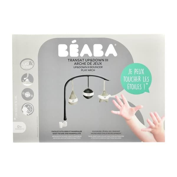 BEABA Transat Up&Down III babylekbåge - Grå - Främjar medvetenhet och motorik
