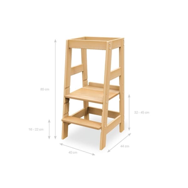 Rootz Learning Tower - Discovery Tower - Keittiön tuki - kiinteä pyökki puu - monipuolinen pudotussuoja - 40 cm x 47cm x 85cm