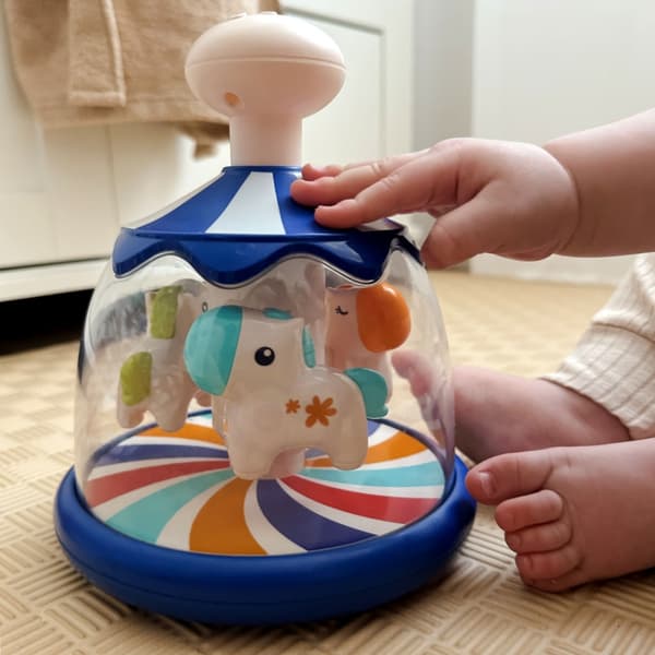 WOOPIE BABY Farverige heste Blå Karrusel Spinner