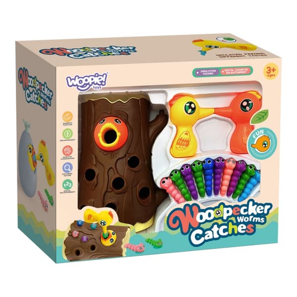 WOOPIE Magneettinen Arcade-peli Catch the Bug 2 Woodpeckers + 10 Bugs