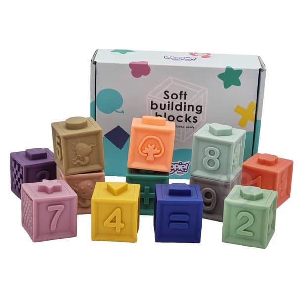 WOOPIE BABY Sensoriska Block Squeeze Pussel Ljud 12 st