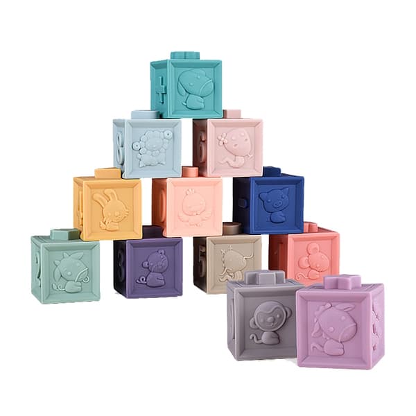 WOOPIE BABY Sensoriska Block Squeeze Pussel Ljud 12 st