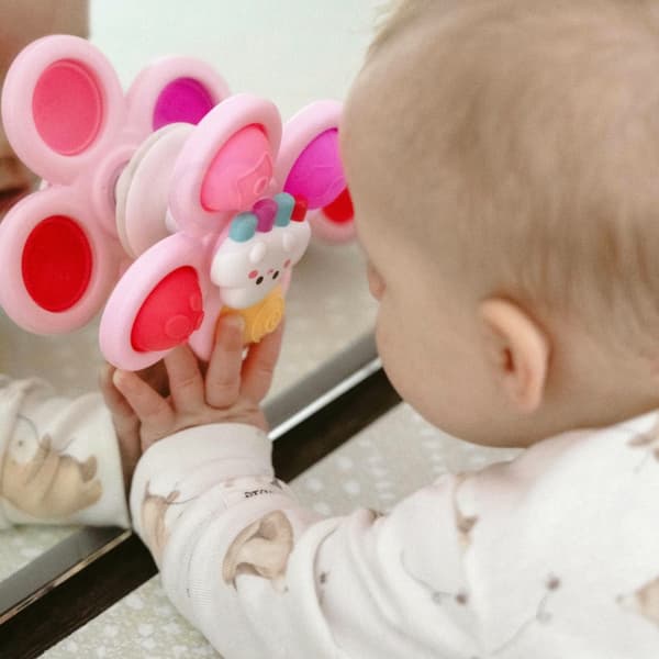woopie baby space spinner pop-it sensorisk legetøj udskiftelig 3 stk lyserød.