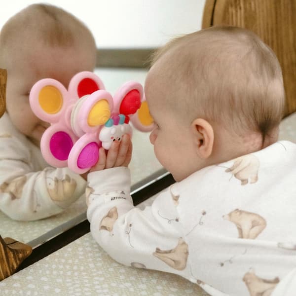 woopie baby space spinner pop-it sensorisk legetøj udskiftelig 3 stk lyserød.