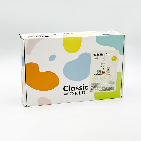 CLASSIC WORLD pastel børnesæt boks første legetøj fra 0 - 6 måneder