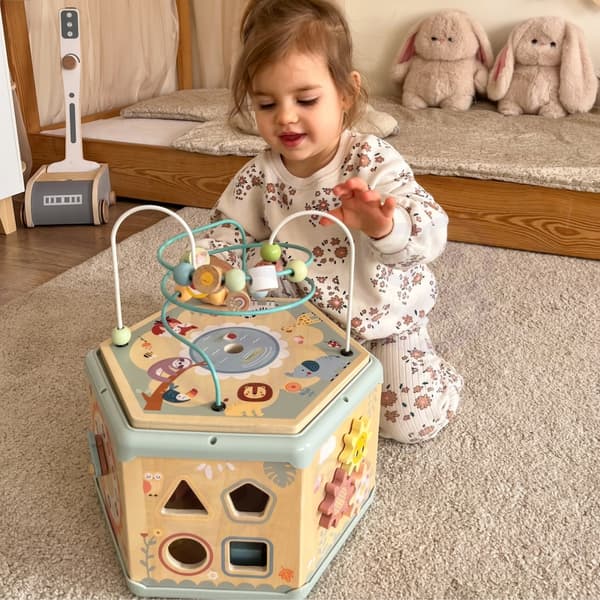 TOOKY TOY Interaktiv træ sekskant Montessori-åbningsboks
