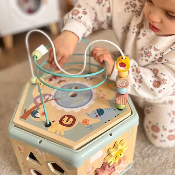 TOOKY TOY Interaktiv træ sekskant Montessori-åbningsboks