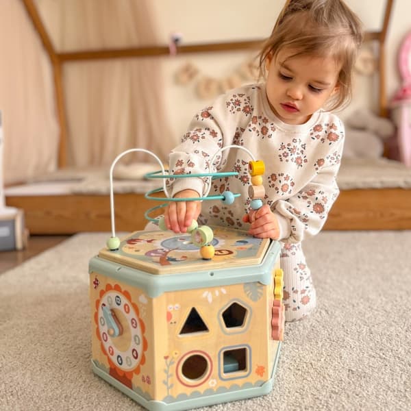 TOOKY TOY Interaktiv træ sekskant Montessori-åbningsboks