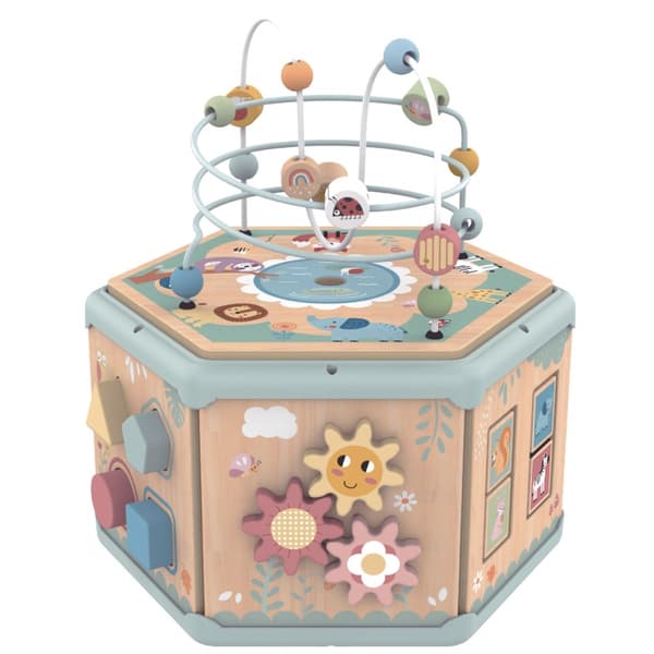 TOOKY TOY Interaktiv træ sekskant Montessori-åbningsboks