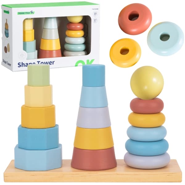 TOOKY TOY Tre tårne Stabling Puslespil Montessori Sorter