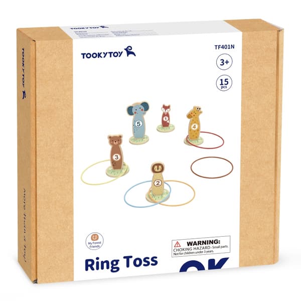 TOOKY TOY Kasta på målet Träfärdighetsspel Ringar 15 st