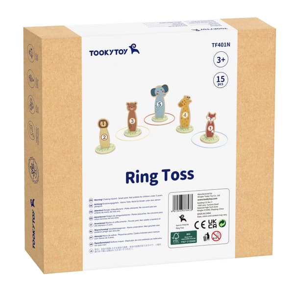 TOOKY TOY Kasta på målet Träfärdighetsspel Ringar 15 st