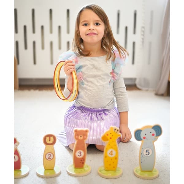 TOOKY TOY Kasta på målet Träfärdighetsspel Ringar 15 st