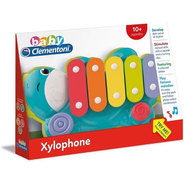 BabyClementoni - Xylodino - Xylophone - Dinosaur Musical Toy - 5 färgglada blad