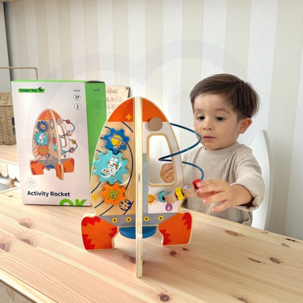TOOKY TOY Stort pædagogisk legetøj Multifunktionel træraket