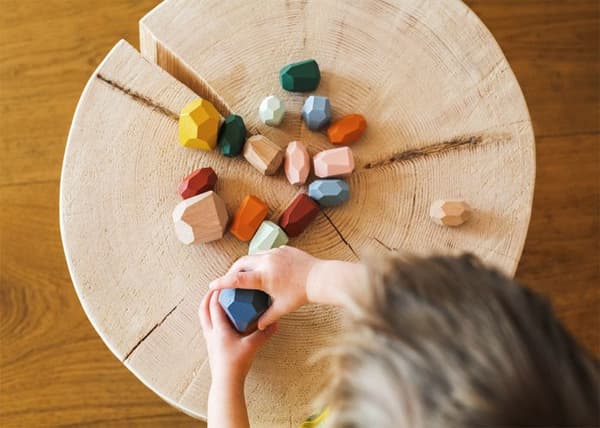 Balansstenar i trä - Montessoriblock