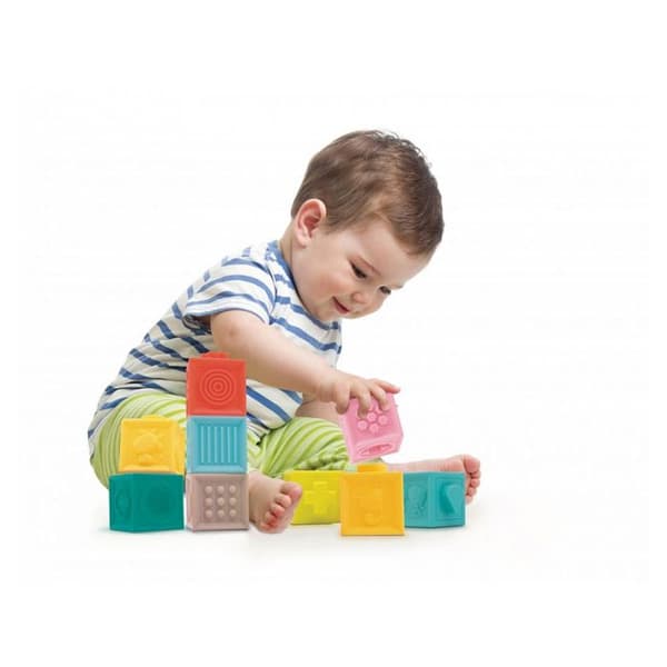 Byggspel - LUDI - Sammankopplade sensoriska kuber - Baby - Flerfärgad - 9 stycken