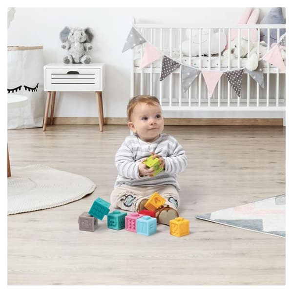 Byggspel - LUDI - Sammankopplade sensoriska kuber - Baby - Flerfärgad - 9 stycken