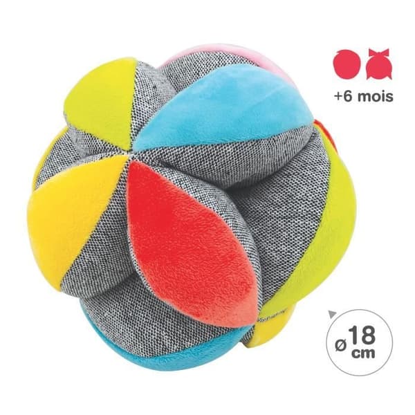 Gripboll - Ludi - Jag lär mig rulla, kasta och fånga bollen - Tillverkad av mjukt tvättbart tyg - Från 3003
