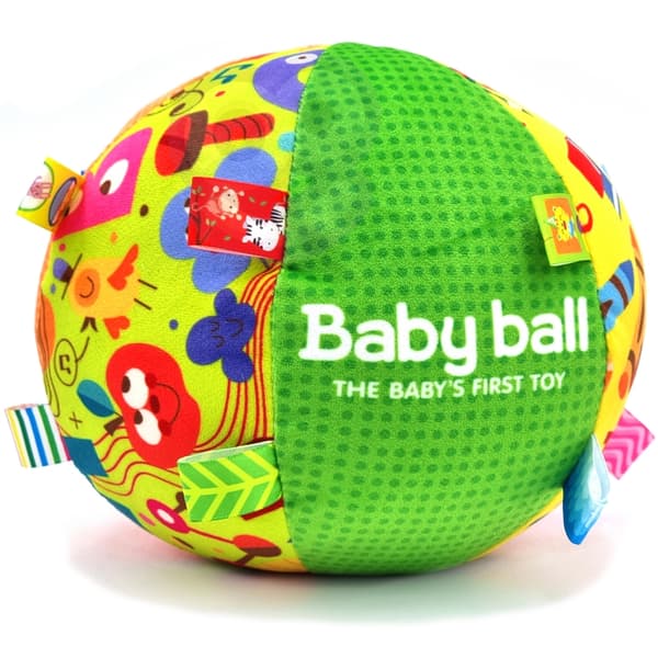 WOOPIE BABY Mjuk Sensorisk Boll "Mrs. Label" med Fastsydda Lappar för Småbarn + Ljud