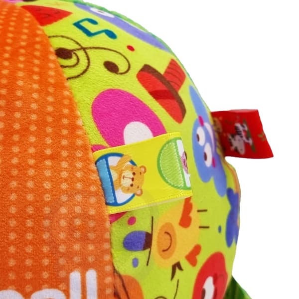 WOOPIE BABY Mjuk Sensorisk Boll "Mrs. Label" med Fastsydda Lappar för Småbarn + Ljud