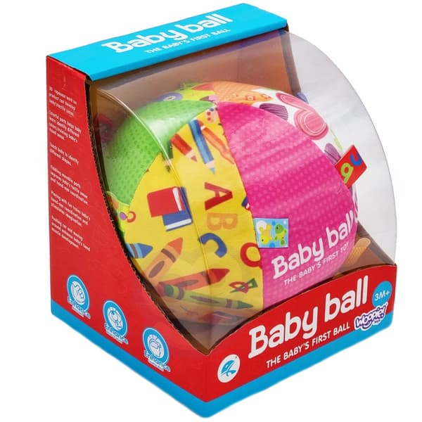 WOOPIE BABY Mjuk Sensorisk Boll "Mrs. Label" med Fastsydda Lappar för Småbarn + Ljud