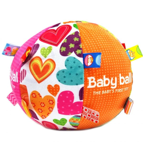 WOOPIE BABY Mjuk Sensorisk Boll "Mrs. Label" med Fastsydda Lappar för Småbarn + Ljud