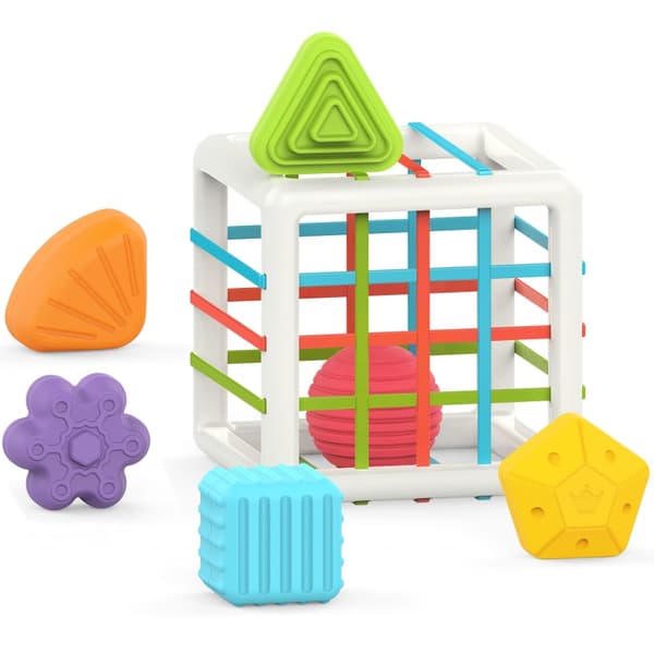 WOOPIE BABY Fleksibel Sensory Cube Sorter til Børn – Farverige Former