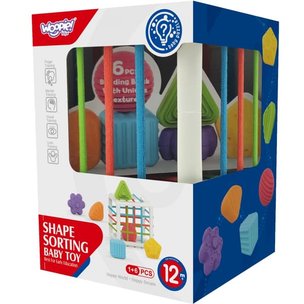 WOOPIE BABY Fleksibel Sensory Cube Sorter til Børn – Farverige Former