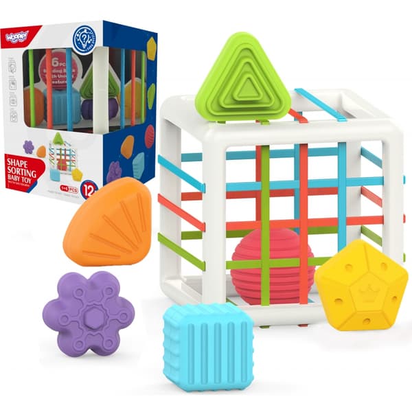 WOOPIE BABY Fleksibel Sensory Cube Sorter til Børn – Farverige Former