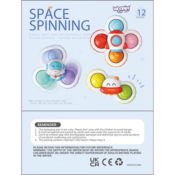 WOOPIE BABY Snurrande Sinnesleksak Raket Alien Ufo – 3 st.