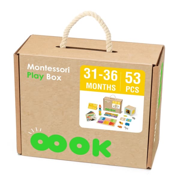 TOOKY TOY Box XXL Montessori-låda Pedagogisk 7-i-1 Sensorisk 31–36 månader